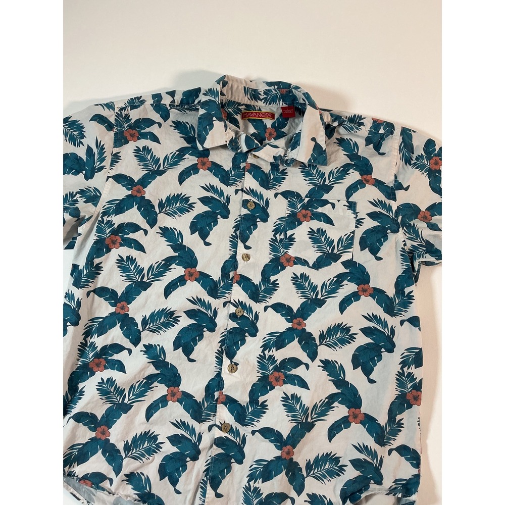 Havanera Co. Men's Large Tropical Palm Floral Short Sleeve Button Down Shirt L